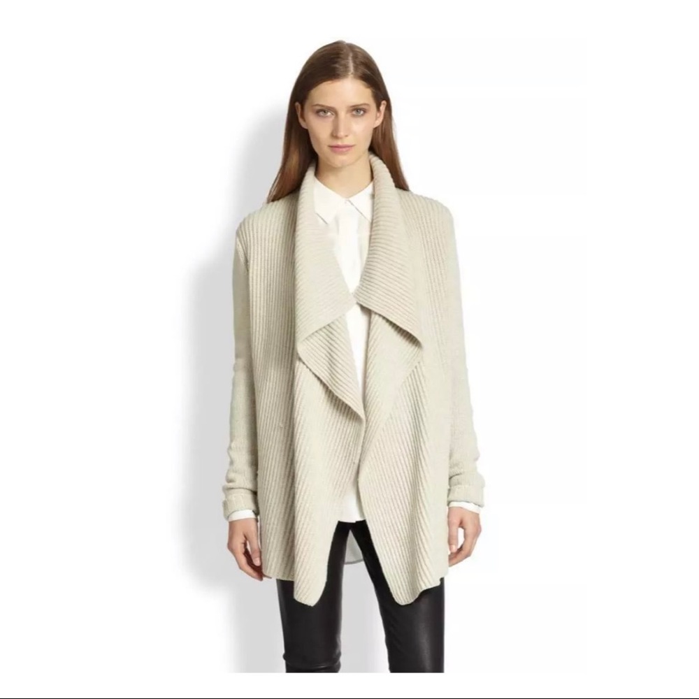 Vince Open Cardigan Sweater Duster Jacket Tan L - Picture 1 of 8